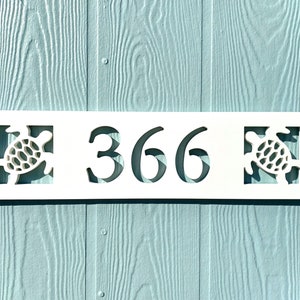 Sea Turtle Address Sign: Coastal Beach House Decor - Weatherproof House Numbers