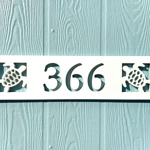 Beach House Address Sign, Narrow Horizontal Address Plaque, Coastal Home Exterior Decor, Outdoor PVC Weatherproof House Numbers