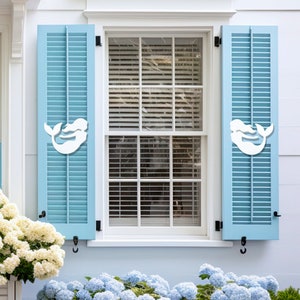 Mermaid Shutter Decorations: Weatherproof PVC Coastal Decor - Shutter Embellishments (Set of 2)