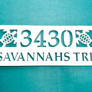 Sea Turtle Address Sign with Street Name: Weatherproof Coastal House Numbers