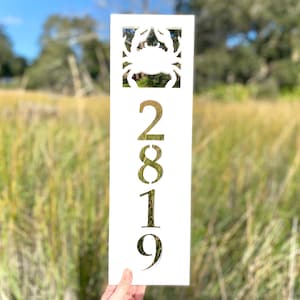 Crab Address Sign: Weatherproof Coastal Beach House Number Plaque