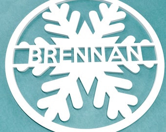 Custom Snowflake Door Hanger: Personalized Christmas Wreath, Winter Porch Sign