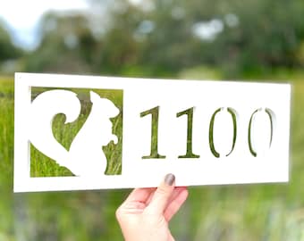 Squirrel Address Sign: Weatherproof PVC House Numbers, Cabin Decor