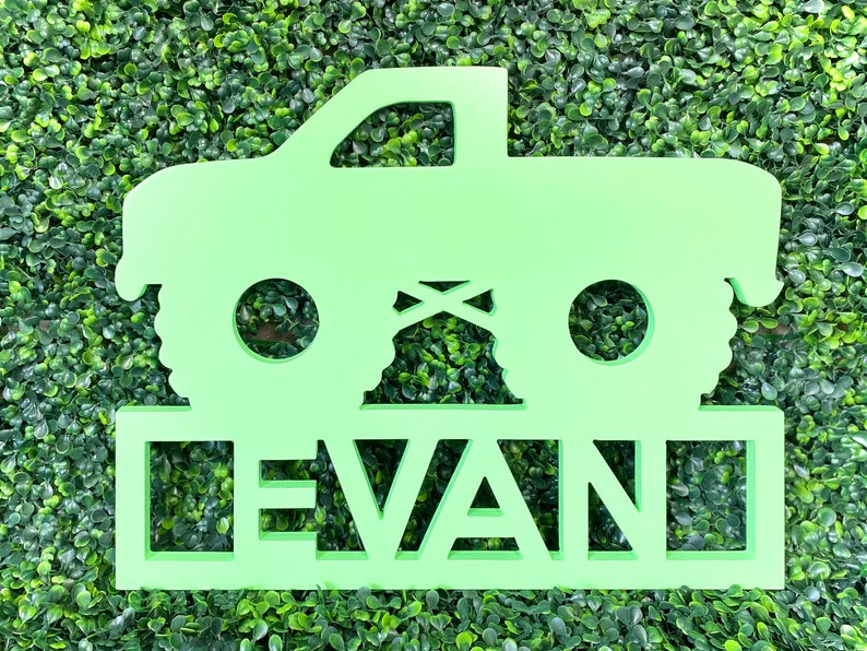 Kids Monster Truck Name Sign Boys Bedroom Decor Kids Room Etsy