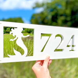 Weatherproof Mermaid Address Sign, Coastal House Numbers, Horizontal Address Plaque for Beach House, Housewarming Gift for Mermaid Lover
