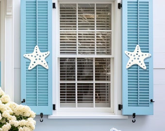Starfish Shutter Decorations: Weatherproof Coastal Home Decor - Shutter Embellishments (Set of 2)