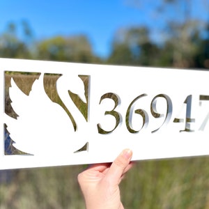 Swan Address Sign: Weatherproof Lake House Decor - Bird House Numbers