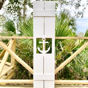 Anchor Shutter for Beach House, Weatherproof PVC Exterior Window Treatments, Coastal Home Decorative Shutters, Outdoor Nautical Home Decor