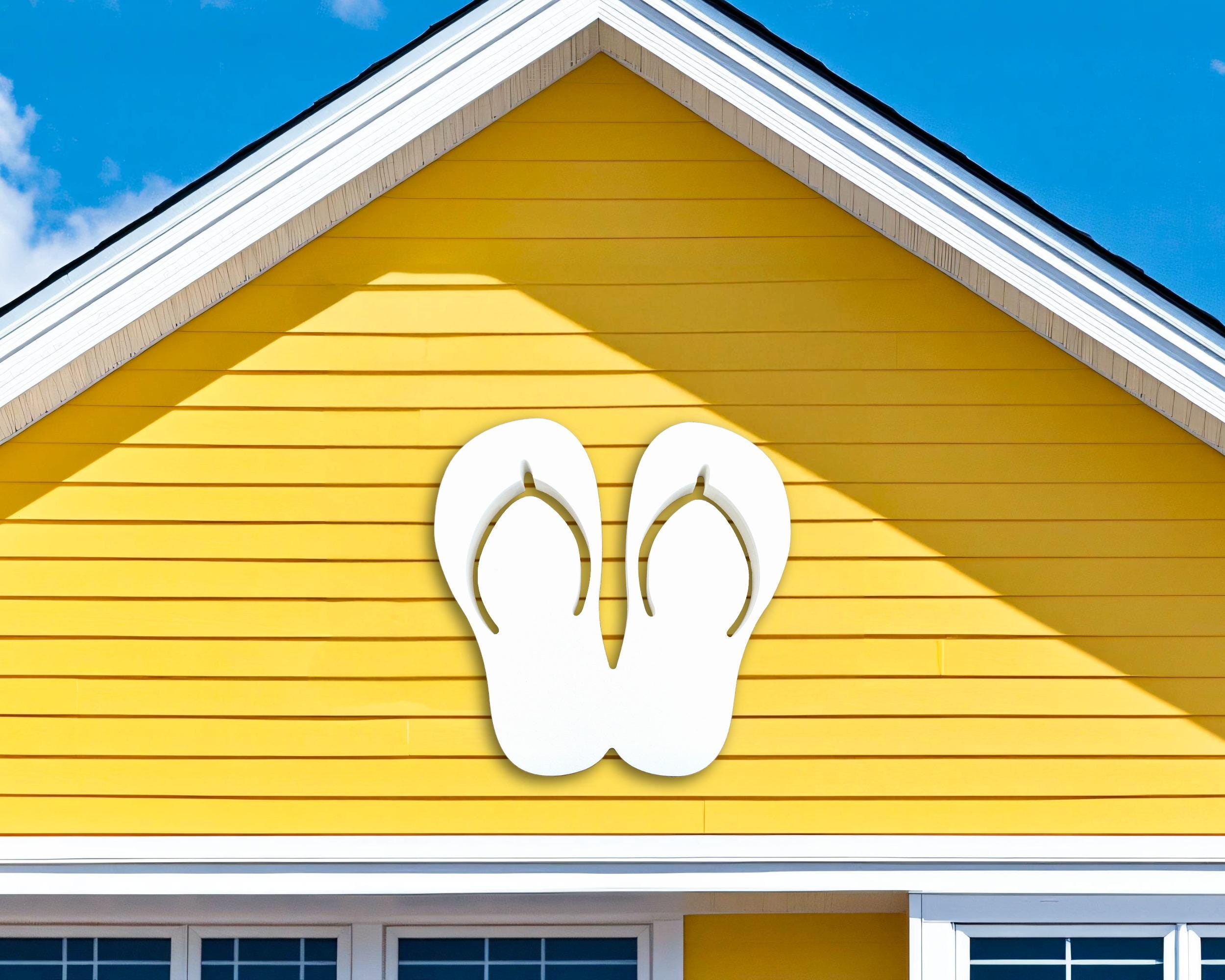 Weatherproof Flip Flop Wall Art: Outdoor Coastal Beach House Sign ...
