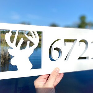 Deer Antler Address Sign: Rustic Farmhouse House Numbers Plaque