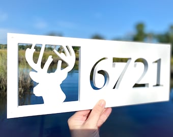 Deer Antler Address Sign: Rustic Farmhouse House Numbers Plaque