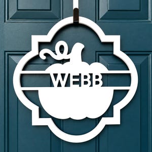 Personalized fall pumpkin door hanger with custom text