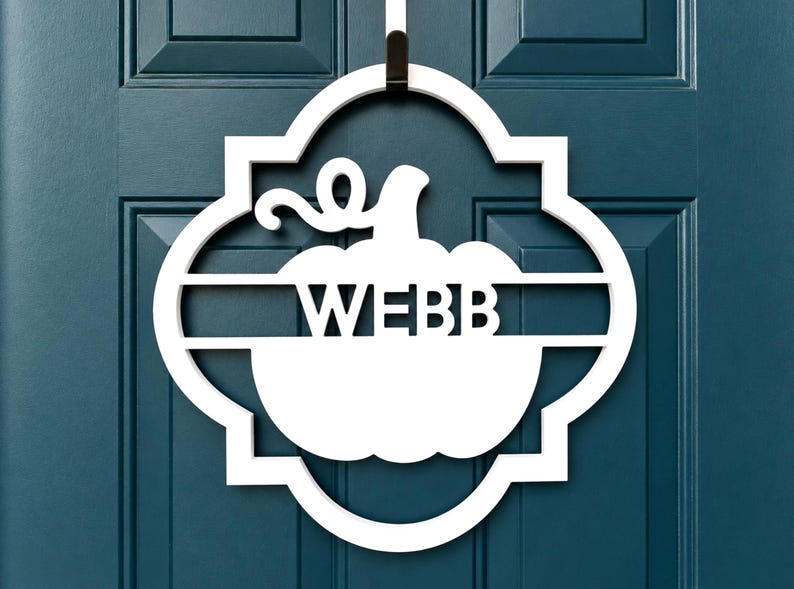 Personalized fall pumpkin door hanger with custom text