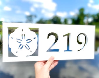 Sand Dollar Address Sign: Weatherproof Coastal Beach House Numbers