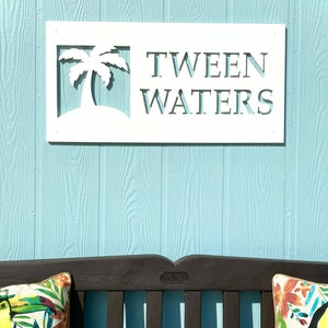 Custom Palm Tree Beach House Name Sign: Weatherproof PVC Outdoor Tropical Decor