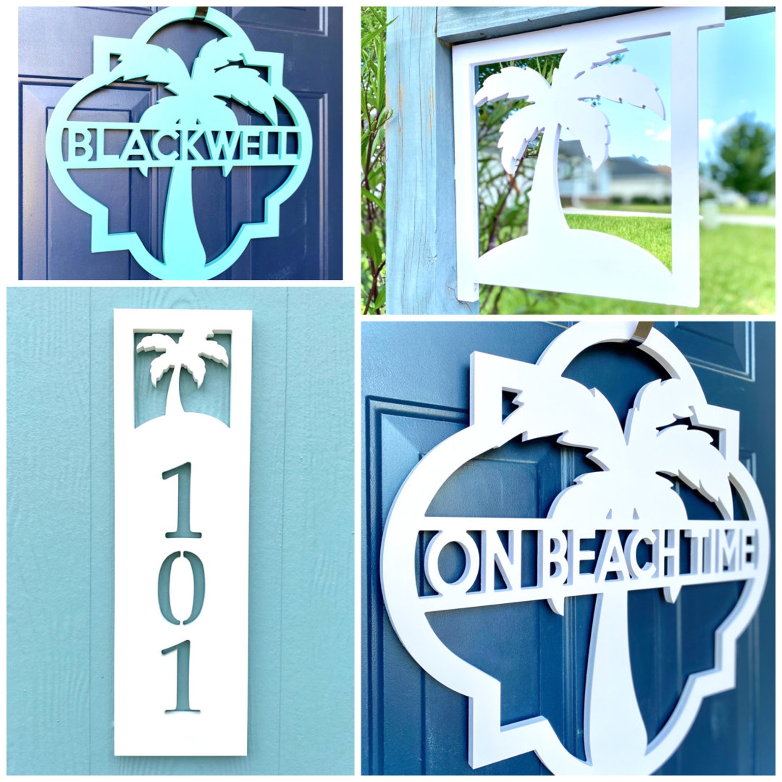 Custom Palm Tree Beach House Name Sign Weatherproof Etsy