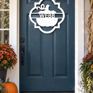 Personalized fall pumpkin door hanger with custom text