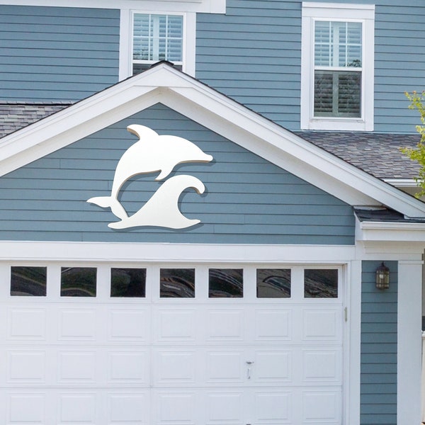 Large Exterior Dolphin with Wave, Weatherproof PVC Beach House Decor, Big Outdoor Porpoise Wall Art, Coastal Decor, Florida Home Yard Art