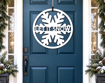 Let It Snow Snowflake Door Hanger: Weatherproof PVC Winter Wreath