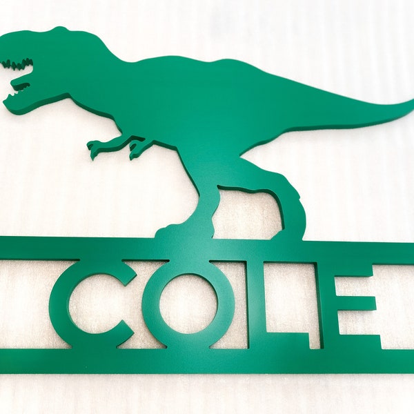 Kids Dinosaur T Rex Name Sign, Boys or Girls Jurassic Bedroom Decor, Tyrannosaurus Rex Sign, Dinosaur Wall Art, Gift for Dinosaur Lover