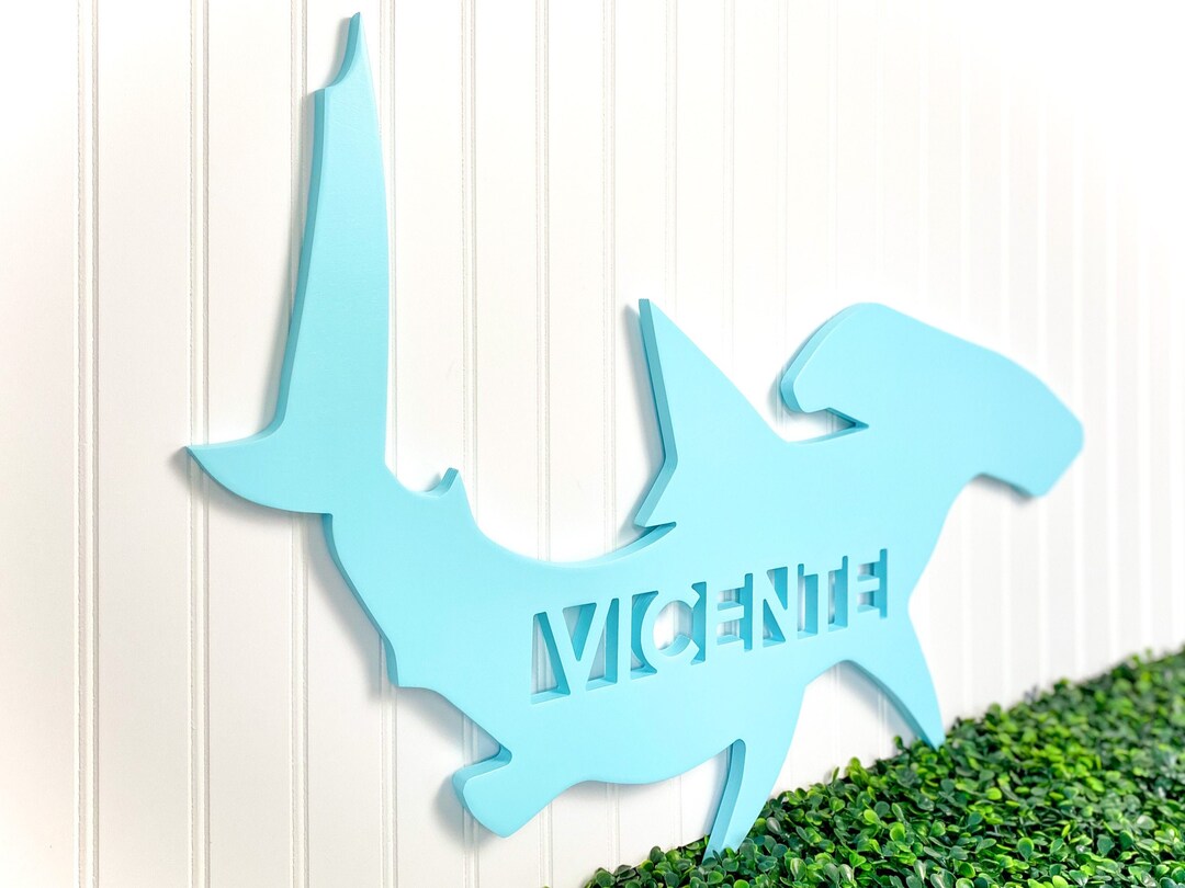 Hammerhead Shark Name Sign, Kids Shark Bedroom Decor, Underwater Ocean
