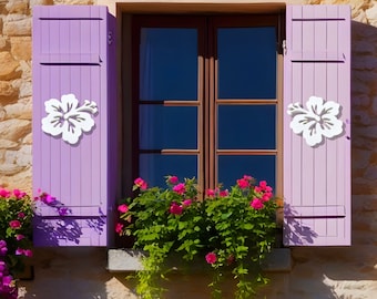 Hibiscus Flower Shutter Decorations: Weatherproof Coastal Decor - Shutter Embellishments (Set of 2)
