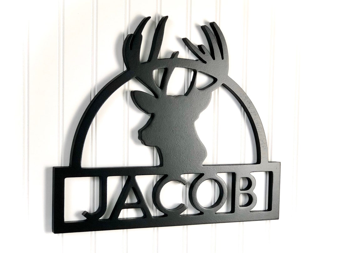 Little Buck Deer Antler Name Sign, Woodland Nursery Decor, Kids Bedroom