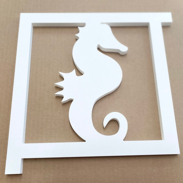 Seahorse Mailbox Bracket: Weatherproof Coastal Beach House Outdoor Decor (For 90 Degree Post)