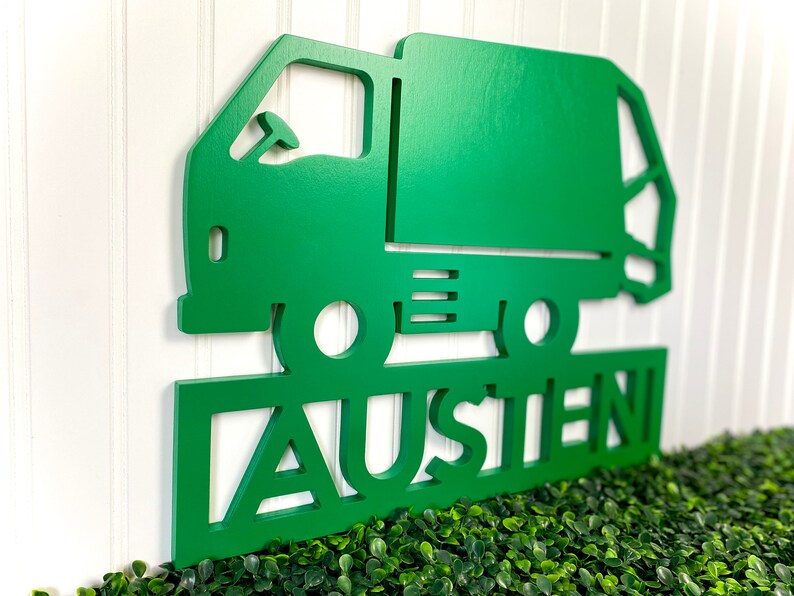 Garbage Truck Name Sign Boys Trash Truck Room Decor Kids Etsy