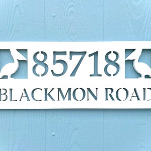Pelican Address Sign with Street Name: Coastal Beach House Number Plaque
