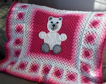 Polar bear pink afghan 39" x 39"