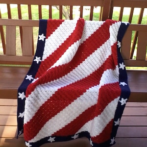 Patriotic crochet afghan digital  C2C pattern