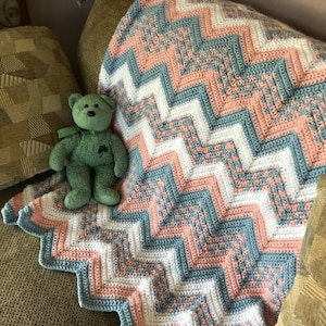 Pink Blue Ripple Baby Afghan Pattern
