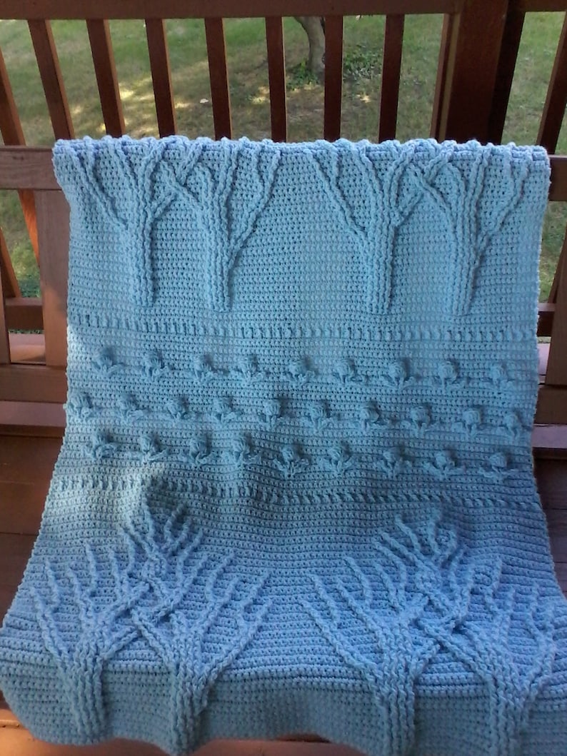 Baby blanket Blue tree of life Tree of life afghan Tree of life lapghan Baby afghan Blue baby afghan Crochet tree of life Afghan blanket