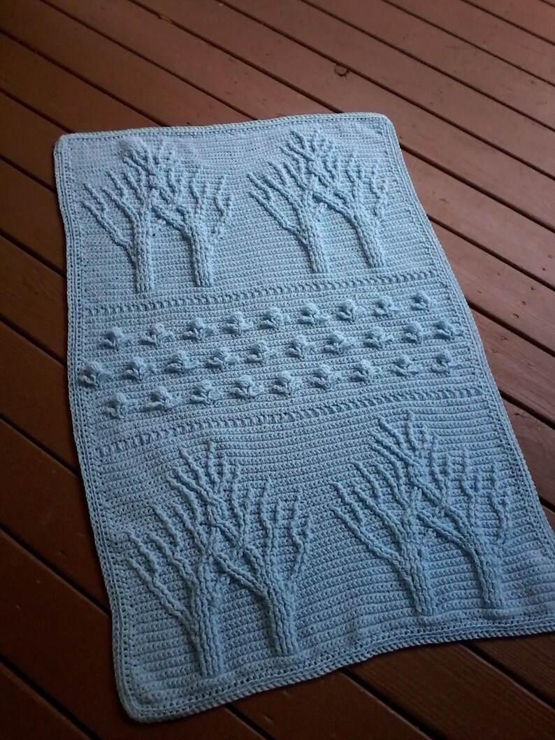 Baby blanket Blue tree of life Tree of life afghan Tree of life lapghan Baby afghan Blue baby afghan Crochet tree of life Afghan blanket