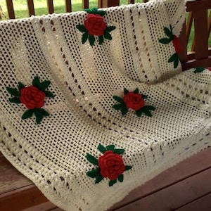 Lacy afghan with roses