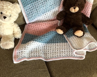 Blue and pink baby blanket