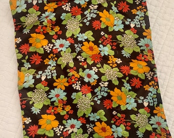 Vintage Lucite-Handle Brown Floral Tote 1970s