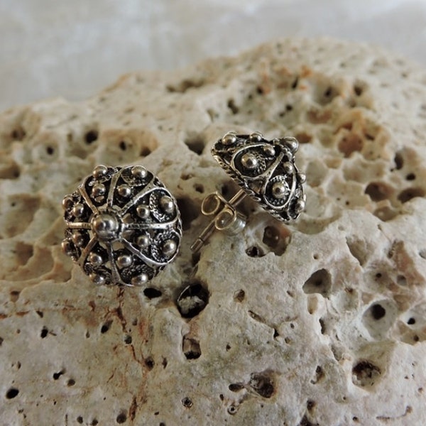 Silver Earrings, Traditional Croatian Jewelry, Stud Earrings