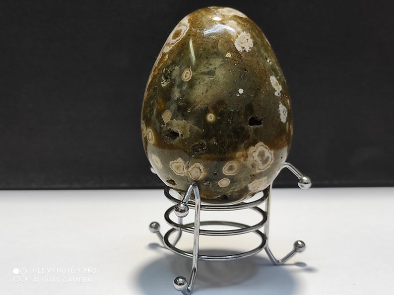 Ocean Jasper Crystal Egg w metal Stand Ocean Jasper from Madagascar