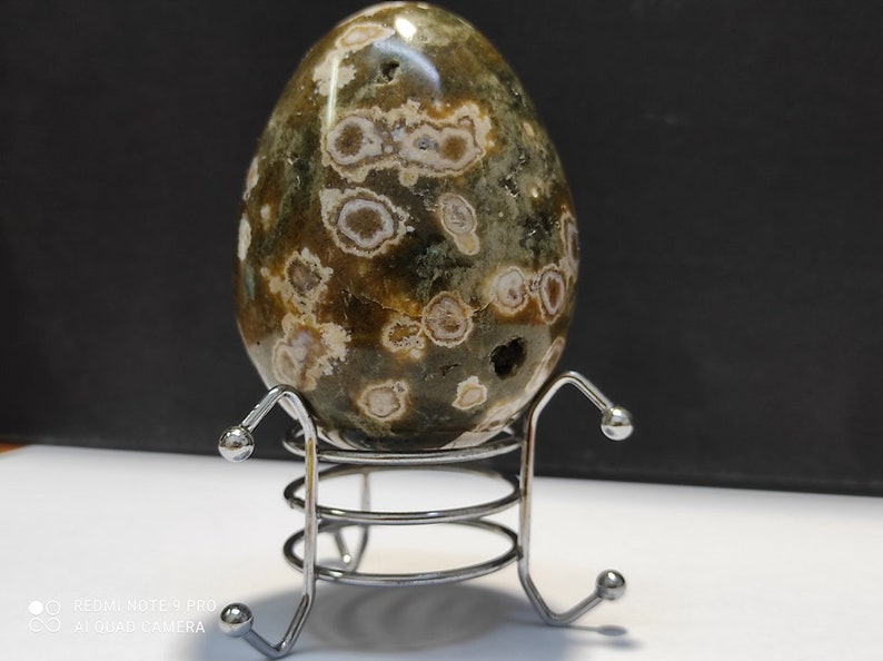 Ocean Jasper Crystal Egg w metal Stand Ocean Jasper from Madagascar
