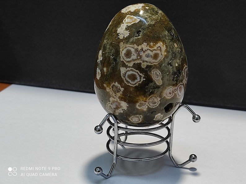 Ocean Jasper Crystal Egg w metal Stand Ocean Jasper from Madagascar