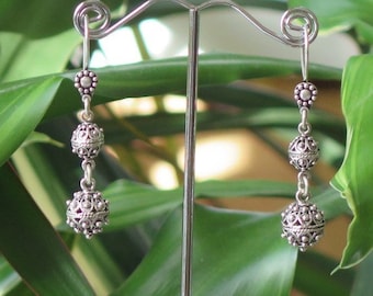 Sterling Silver Earrings, Traditional Croatian Jewelry, Filigree Earrings