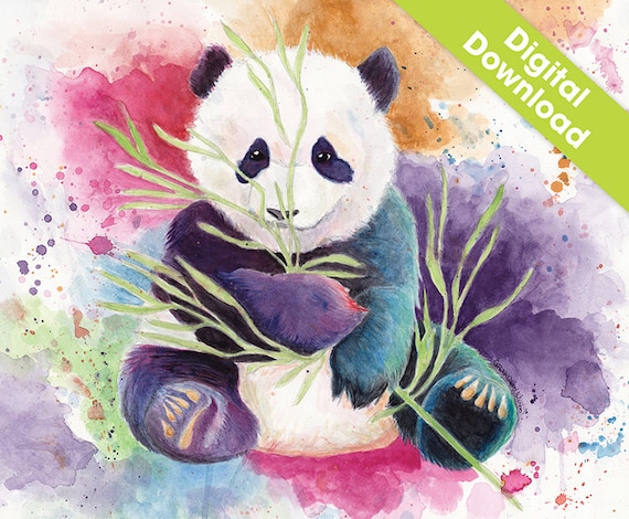 Watercolor Animal, Panda, Baby, China, Theme, Animal Art, Zoo
