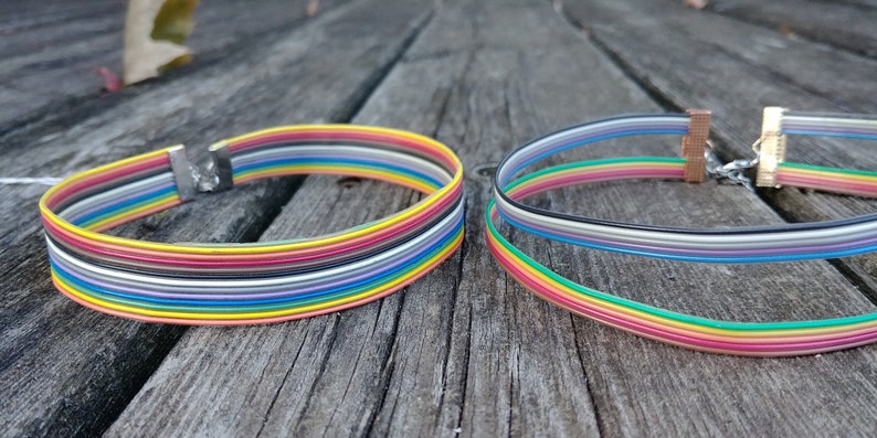 recycled rainbow computer cable cuff Totally Wired Choker