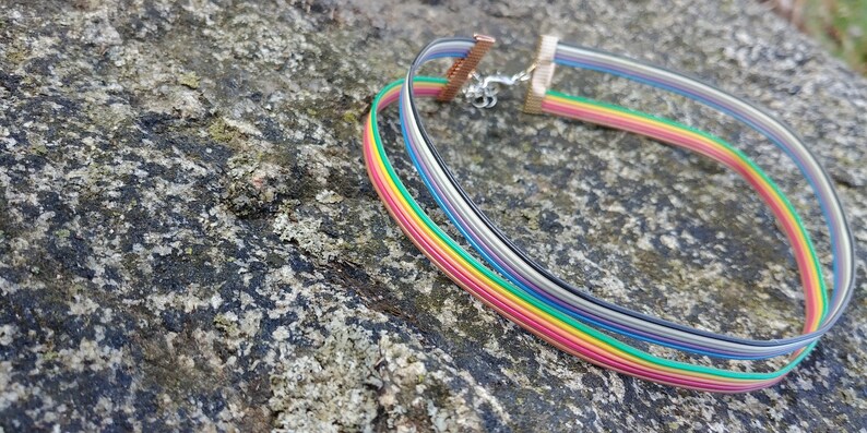 recycled rainbow computer cable cuff Totally Wired Choker