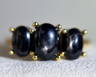 Black Star Sapphire Drops Ring