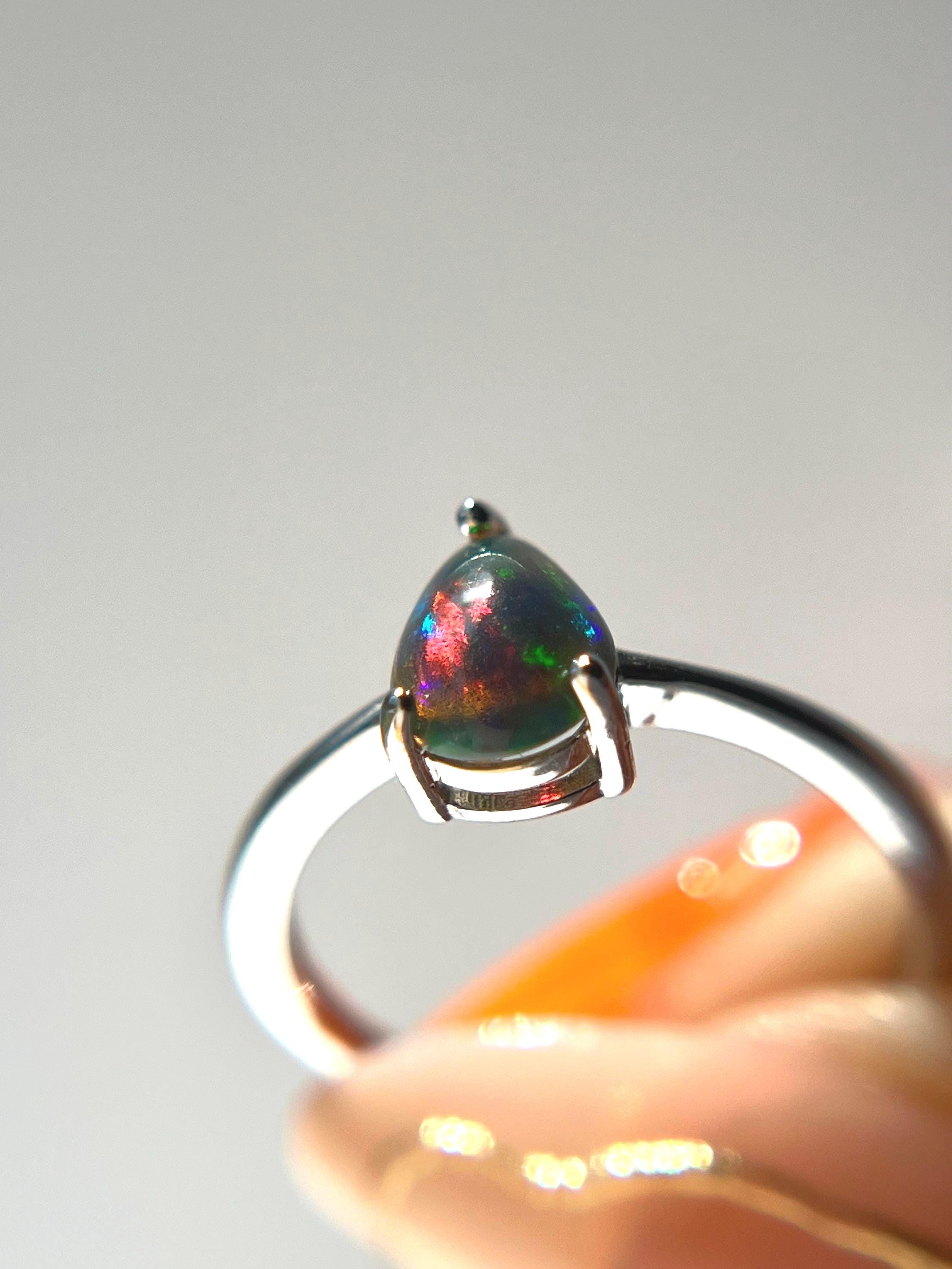 オーストラリア産ブラックオパールリング - Etsy 日本
