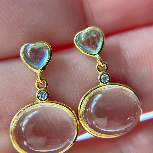 Clear Quartz Aquamarine Earrings