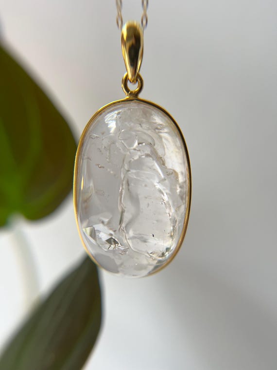 Enhydro Quartz Pendant With BIG Bubble and White Sand Etsy
